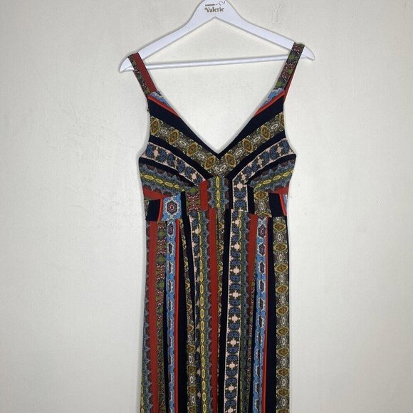 Tahari Mixed Pattern Patchwork Boho Long Maxi Dress Summer Size XS - Picture 3 of 15